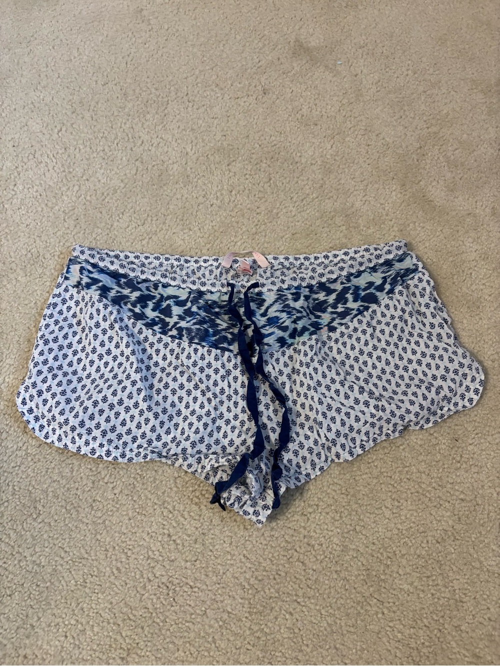 Victoria's Secret Blue and White Printed Sleep Shorts